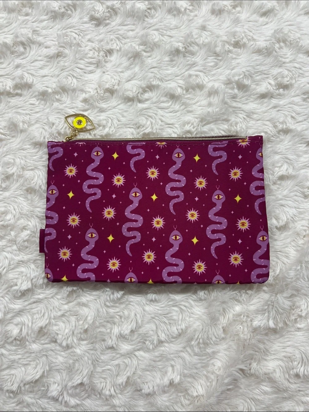IPSY Purple Snake & Eye Print Makeup Bag